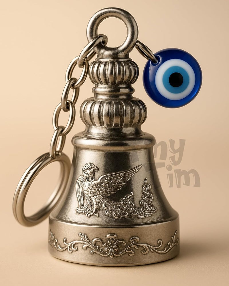 Tiny Tim Store Guardian Bell with Evil Eye Charm – Protective Motorcycle & Car Accessory – Tibetan-Inspired Design – Wards Off Negative Energy – Ideal Gift for Bikers & Travelers - Image 5