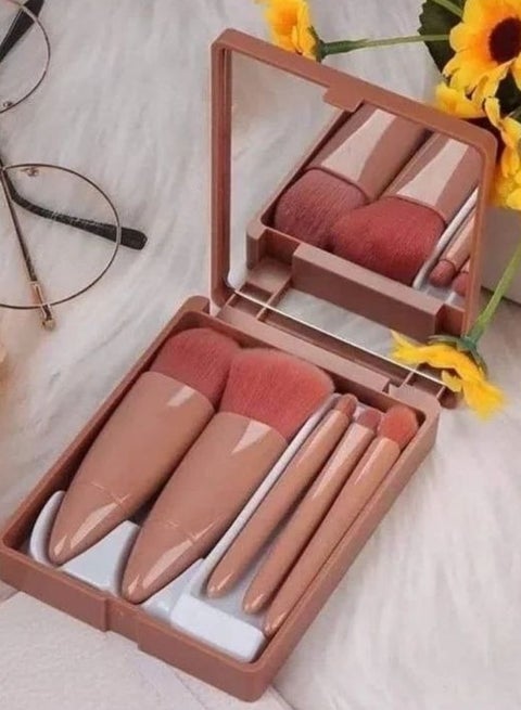 Professional Makeup Brush Travel Makeup Brush Set Portable Professional Makeup Brush with PU Bag Eye Shadow Brush for Foundation Powder Blush with Mirror Multicolour