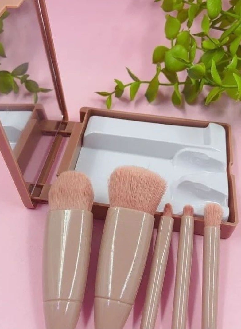 عام فرشاة مكياج احترافية مجموعة فرش مكياج للسفر، فرشاة تجميل احترافية محمولة مع حقيبة من البولي يوريثان، فرشاة ظلال العيون لبودرة الأساس، أحمر الخدود، مع مرآة متعددة الألوان - Image 4