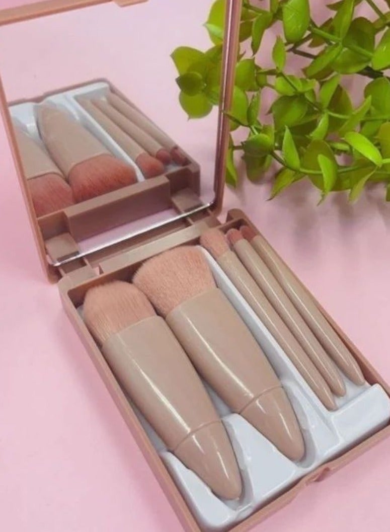 عام فرشاة مكياج احترافية مجموعة فرش مكياج للسفر، فرشاة تجميل احترافية محمولة مع حقيبة من البولي يوريثان، فرشاة ظلال العيون لبودرة الأساس، أحمر الخدود، مع مرآة متعددة الألوان - Image 3