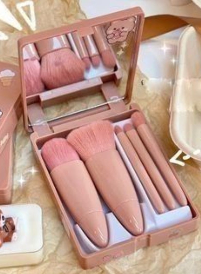 عام فرشاة مكياج احترافية مجموعة فرش مكياج للسفر، فرشاة تجميل احترافية محمولة مع حقيبة من البولي يوريثان، فرشاة ظلال العيون لبودرة الأساس، أحمر الخدود، مع مرآة متعددة الألوان - Image 2