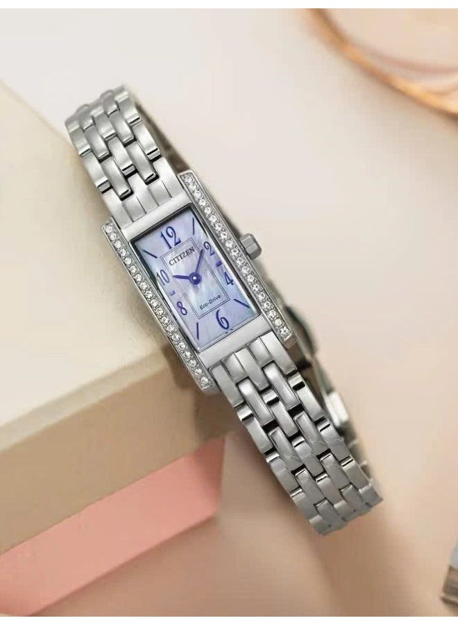 سيتيزن Eco-Drive Women’s Watch EG7110-54Y, 28.3 mm Mother of Pearl Dial, Silver Stainless Steel Case & Bracelet, 30 m WR - Image 2