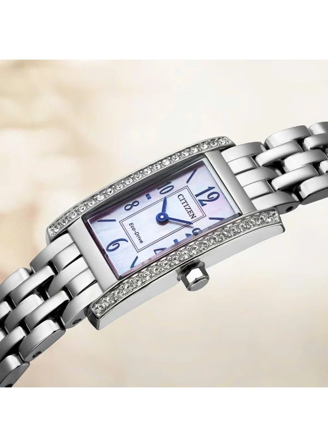 سيتيزن Eco-Drive Women’s Watch EG7110-54Y, 28.3 mm Mother of Pearl Dial, Silver Stainless Steel Case & Bracelet, 30 m WR - Image 3