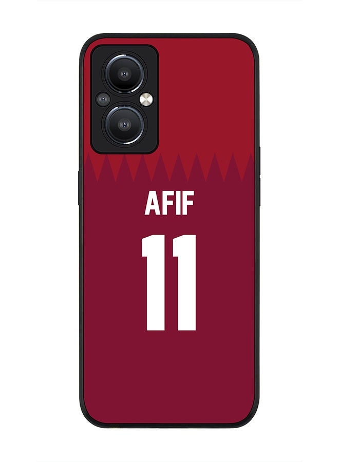 Stylizedd Rugged Black edge case for OnePlus Nord N20 5G Slim fit Soft Case Flexible Rubber Edges Anti Drop TPU Gel Thin Cover - Football Team - Qatar Player Name - Afif - Image 1