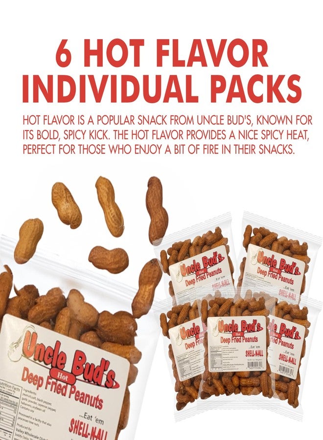 Jerky-n-Spice Uncle Bud's Hot & Spicy Deep Fried Peanuts in Shell (6-Pack) | Premium Flavored Peanuts Variety Combo | Individual Snack Packs | Spicy Nuts In The Shell | Made In The USA - Image 3