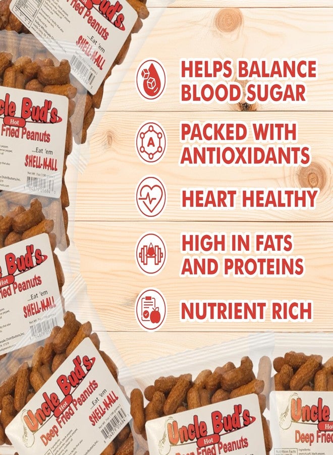 Jerky-n-Spice Uncle Bud's Hot & Spicy Deep Fried Peanuts in Shell (6-Pack) | Premium Flavored Peanuts Variety Combo | Individual Snack Packs | Spicy Nuts In The Shell | Made In The USA - Image 2