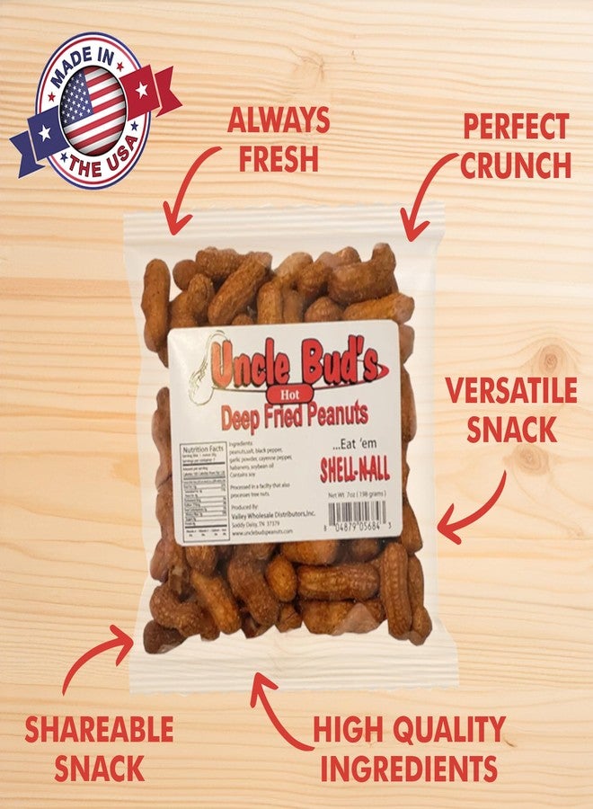Jerky-n-Spice Uncle Bud's Hot & Spicy Deep Fried Peanuts in Shell (6-Pack) | Premium Flavored Peanuts Variety Combo | Individual Snack Packs | Spicy Nuts In The Shell | Made In The USA - Image 4