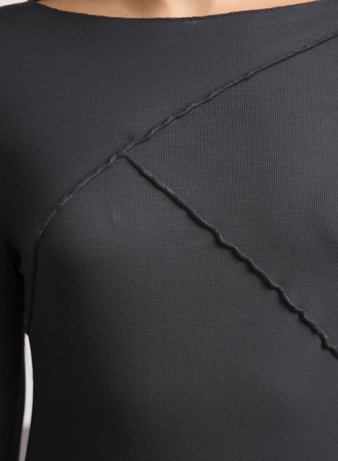 trendyol Anthracite Ribbed Detailed Fitted/Fits-Your-Body Spanish Sleeve Knitted Blouse TWOAW25BZ00244 - Image 3
