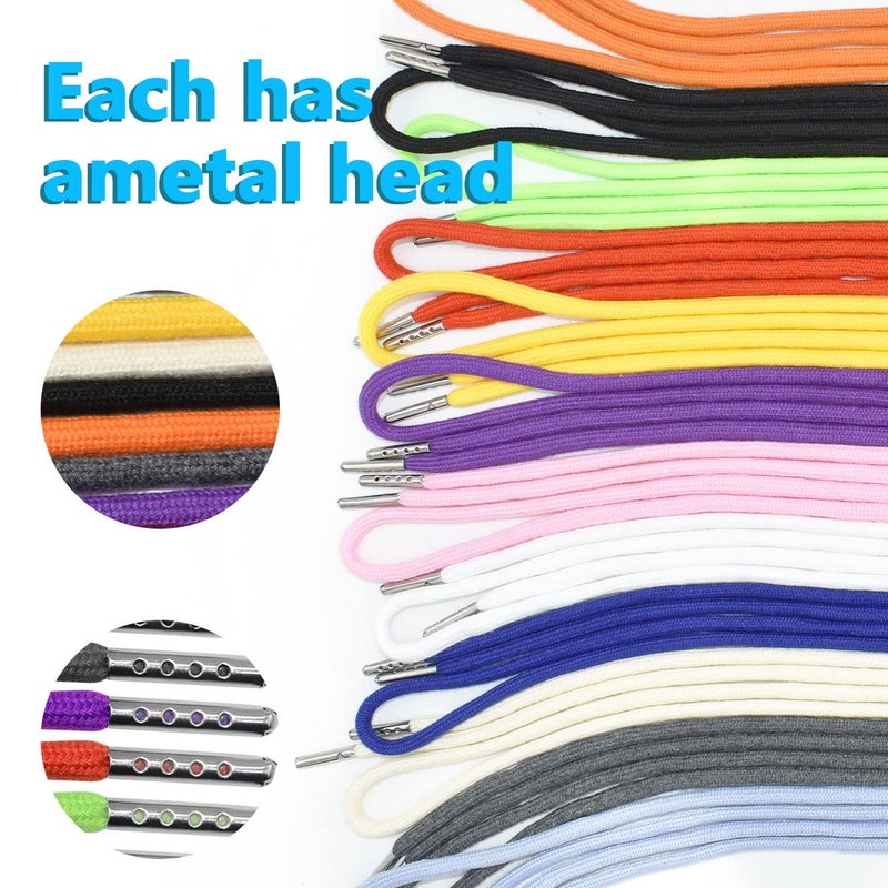 Renashed 24Pack Replacement Drawstrings Universal Drawstrings with 4pcs Drawstring Threaders 10pcs Cord Locks for Pants Sweatpants Hoodies Scrubs Jackets Shorts 51" Long 12 Colors - Image 3