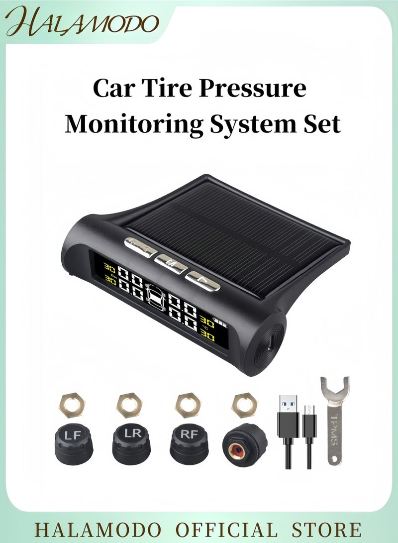 HALAMODO Car Tire Pressure Monitoring System TPMS Solar Monitor System Universal Wireless Car Alarm Waterproof External Sensors with 6 Modes Real-time & Temperature for Car & RV & Trailer  - Image 1