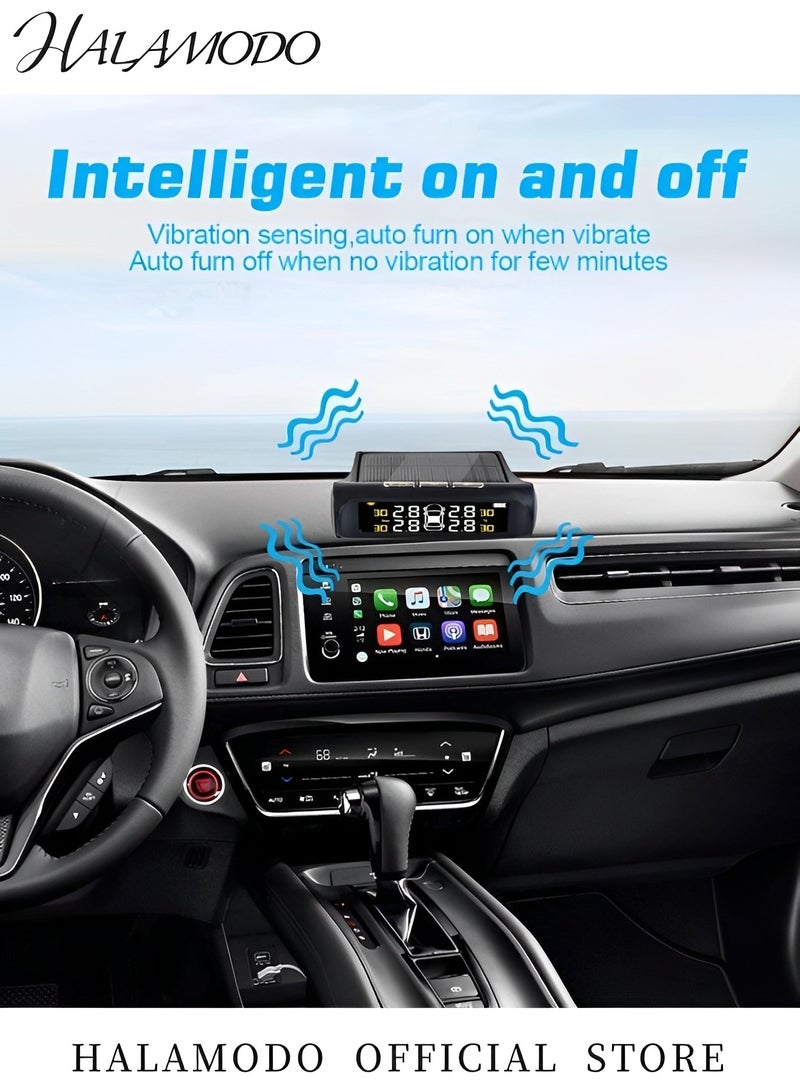 HALAMODO Car Tire Pressure Monitoring System TPMS Solar Monitor System Universal Wireless Car Alarm Waterproof External Sensors with 6 Modes Real-time & Temperature for Car & RV & Trailer  - Image 3