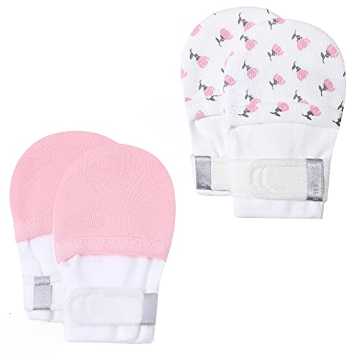 HAPIU Baby Mitten, 2 pack, Blush&Floral, 6-12 Months - Image 1