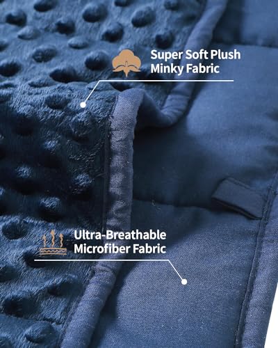 Mr. Sandman Weighted Blanket 7LBS 41 x 60 Inches, Minky Dots Heavy Blanket with Glass Beads, Soft and Cooling for School and Home, Navy Blue - Image 3