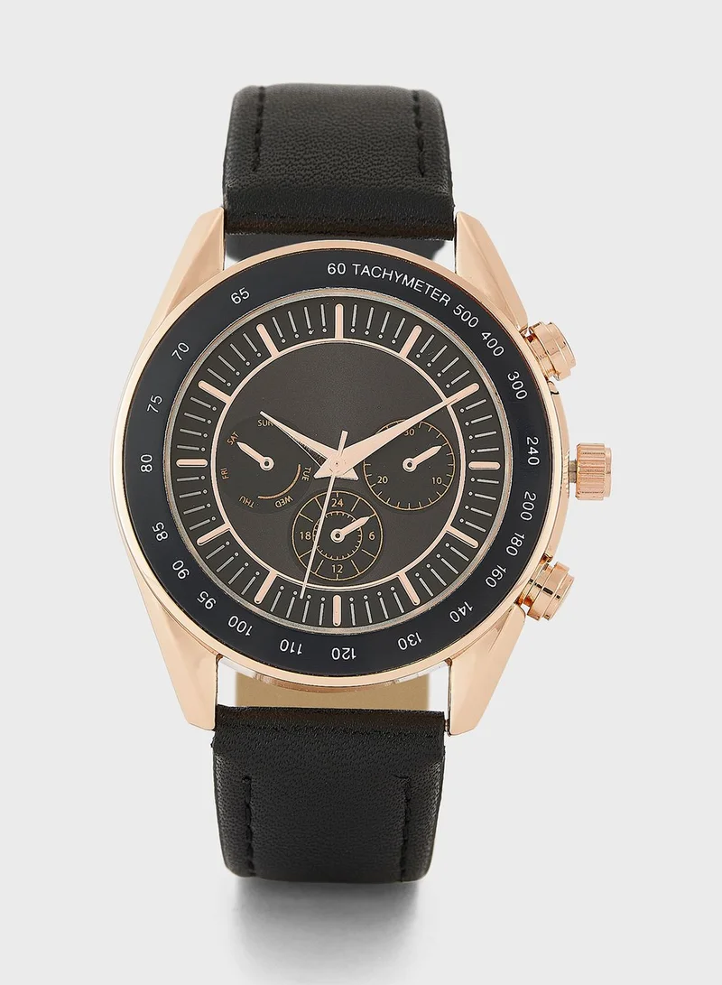 Ginger Sporty Watch With Sub Dial