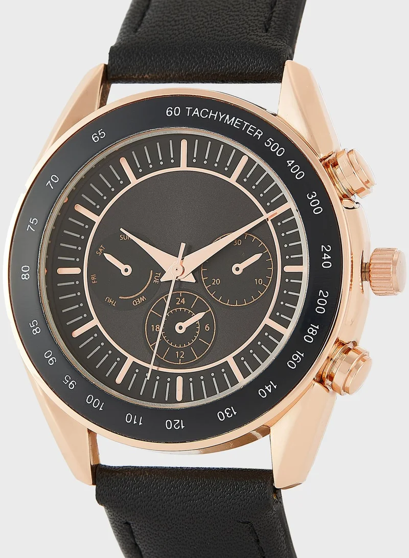 Ginger Sporty Watch With Sub Dial