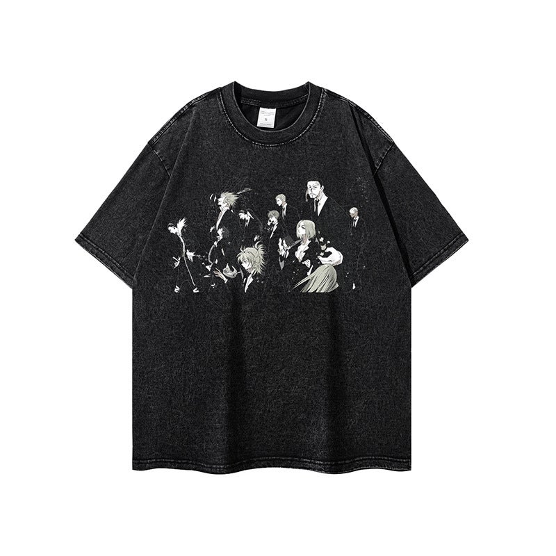 Harajuku Hip Hop Cartoon Printed Heavy Wash Water Dressed Short Sleeve T-Shirt Men'S And Women'S Hiphop Street Loose Half Sleeve Tee - Image 4
