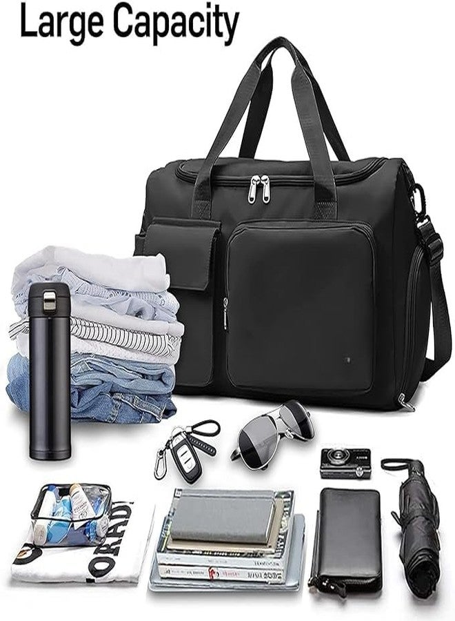 SuneshCreation Sunesh Creation multicompartment 6 Pocket Bag Lightweight Travel Sport Gym Duffle Bag with Shoe Compartment Spacious Storage Portable and Durable Multiple Waterproof for Men Women's use (Black) - Image 3