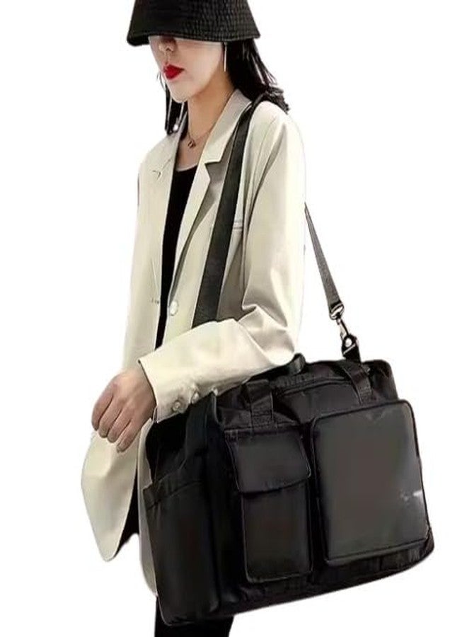 SuneshCreation Sunesh Creation multicompartment 6 Pocket Bag Lightweight Travel Sport Gym Duffle Bag with Shoe Compartment Spacious Storage Portable and Durable Multiple Waterproof for Men Women's use (Black) - Image 5