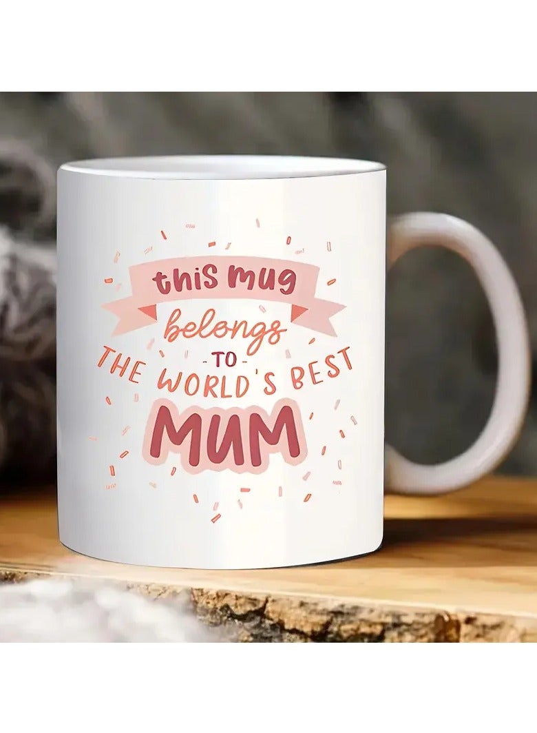 RYN 1pc, Best Mum Mug, Mother Gift, Gift for Her, Mummy Grandma Gift for Mom, Pink Mothers Day Present, Wife for Sister, Birthday Gift, Funny Gift, Tea Cup, 11oz Ceramic Coffee Mug Double-sided Design, Drinkware, Home Decor - Image 1