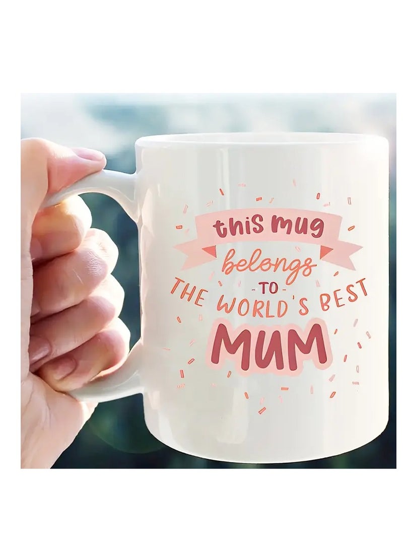 RYN 1pc, Best Mum Mug, Mother Gift, Gift for Her, Mummy Grandma Gift for Mom, Pink Mothers Day Present, Wife for Sister, Birthday Gift, Funny Gift, Tea Cup, 11oz Ceramic Coffee Mug Double-sided Design, Drinkware, Home Decor - Image 2