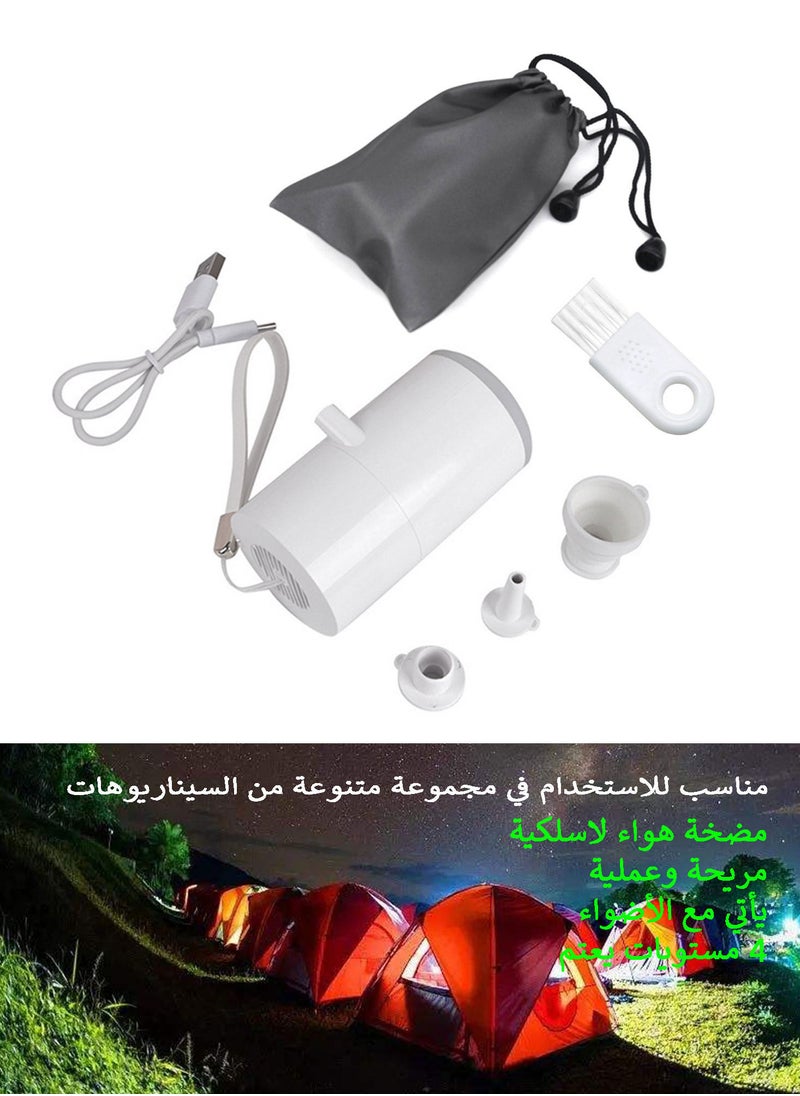 Syarme - Air Pump, Syarme 1300mAh Rechargeable Air Mattress Pump, Camping Emergency Pump with 4-Level LED Lighting and 3 Air Nozzles for Inflatable Beds, Swim Rings, Vacuum Storage Bags, etc. with Cloth Bag - Image 1