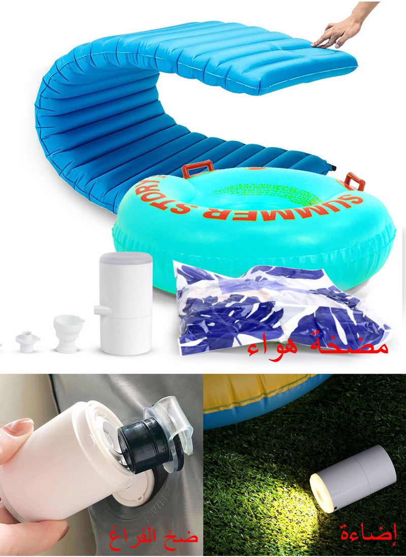 Syarme - Air Pump, Syarme 1300mAh Rechargeable Air Mattress Pump, Camping Emergency Pump with 4-Level LED Lighting and 3 Air Nozzles for Inflatable Beds, Swim Rings, Vacuum Storage Bags, etc. with Cloth Bag - Image 1