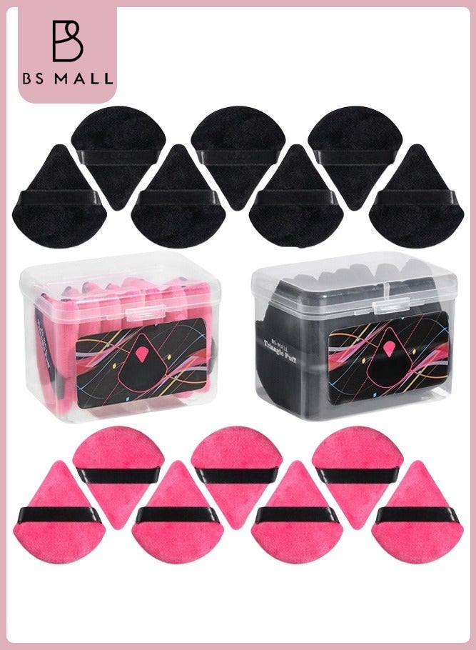 BS مول 14PCS Powder Puffs for Face Powder Triangle Powder Puff for Loose and Cosmetic Foundation, Makeup Puff for Contouring, Cloud Kiss Beauty Makeup Tools (Pink/Black) - Image 2