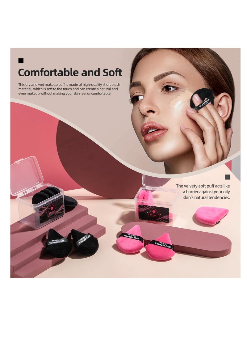 BS مول 14PCS Powder Puffs for Face Powder Triangle Powder Puff for Loose and Cosmetic Foundation, Makeup Puff for Contouring, Cloud Kiss Beauty Makeup Tools (Pink/Black) - Image 5