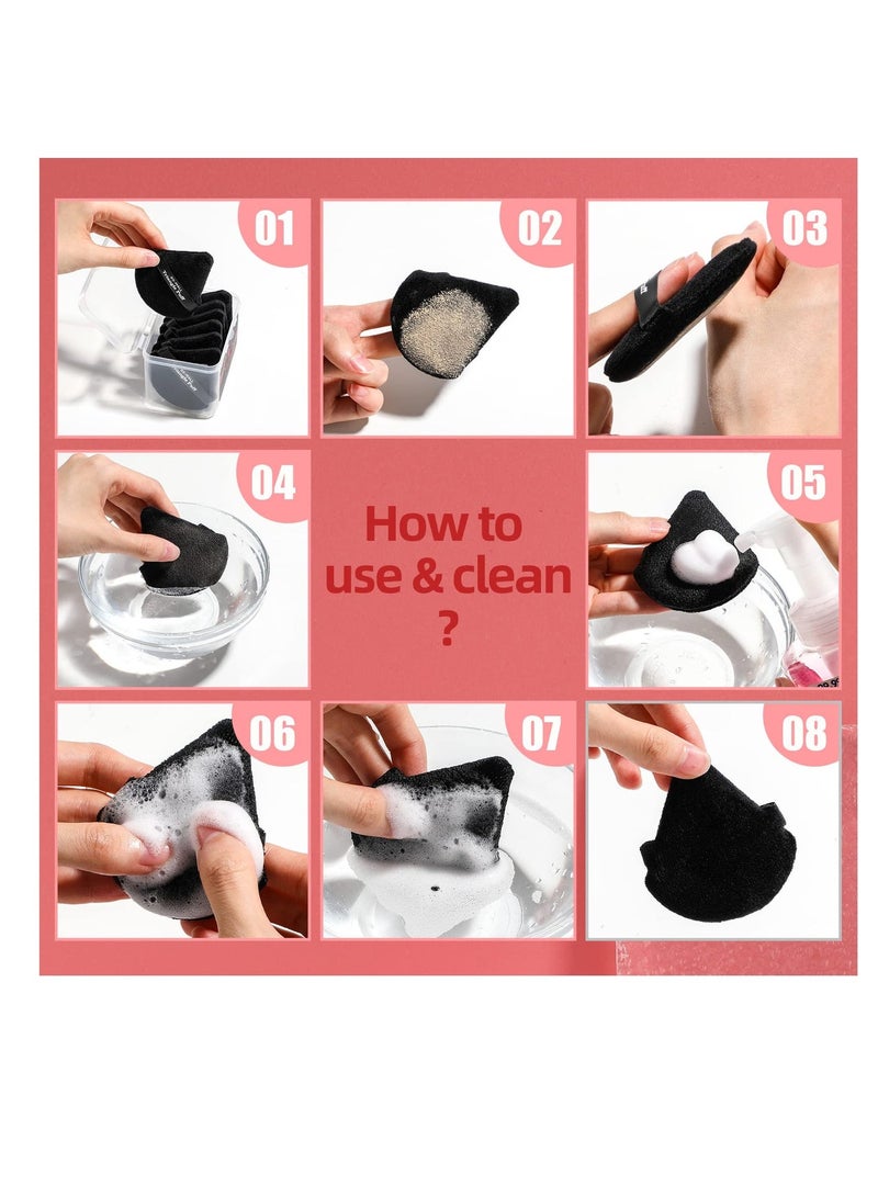BS مول 14PCS Powder Puffs for Face Powder Triangle Powder Puff for Loose and Cosmetic Foundation, Makeup Puff for Contouring, Cloud Kiss Beauty Makeup Tools (Pink/Black) - Image 4