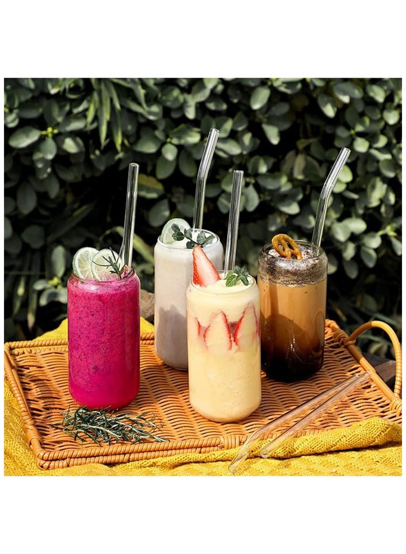 أنابيب الزجاج، ذات الاستخدام المتكرر، شفافة ومقاومة للحرارة العالية، مجموعة من 4 أنابيب مستقيمة و 4 أنابيب ملفوفة مع فرشتي تنظيف، مثالية للسموثيات والميلك شيك والشاي والعصائر، آمنة للغسالة (10 قطع) - Image 4