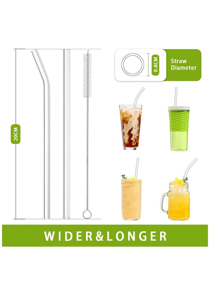 أنابيب الزجاج، ذات الاستخدام المتكرر، شفافة ومقاومة للحرارة العالية، مجموعة من 4 أنابيب مستقيمة و 4 أنابيب ملفوفة مع فرشتي تنظيف، مثالية للسموثيات والميلك شيك والشاي والعصائر، آمنة للغسالة (10 قطع) - Image 5