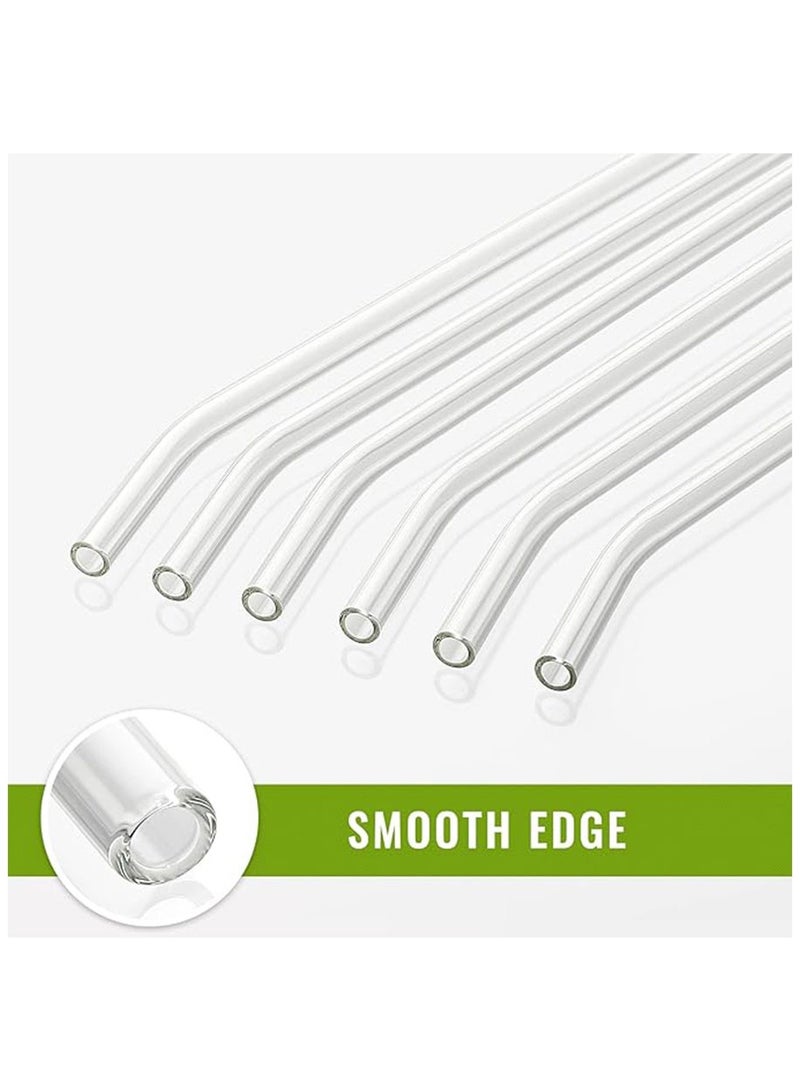 أنابيب الزجاج، ذات الاستخدام المتكرر، شفافة ومقاومة للحرارة العالية، مجموعة من 4 أنابيب مستقيمة و 4 أنابيب ملفوفة مع فرشتي تنظيف، مثالية للسموثيات والميلك شيك والشاي والعصائر، آمنة للغسالة (10 قطع) - Image 2