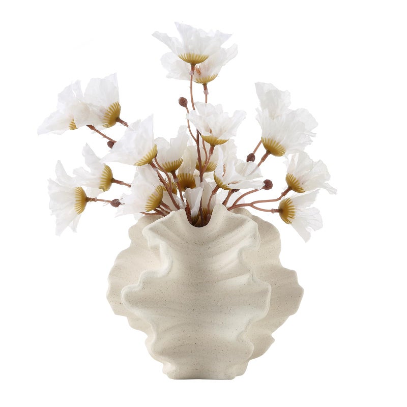 BUICCE Off White Ceramic Coral Vase for Pampas Grass Decor Modern Decorative Dandelion Vase for Flower Home Office Living Room Table Centerpieces - Image 2