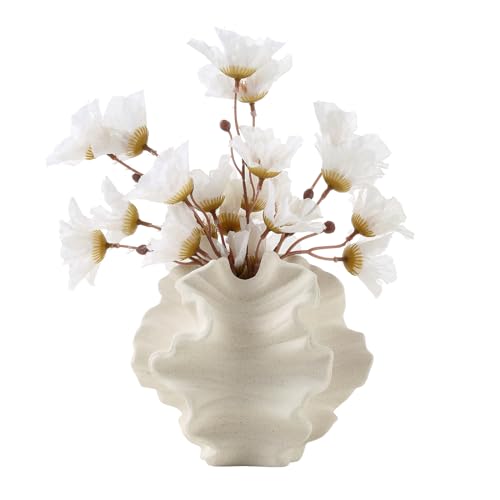 BUICCE Off White Ceramic Coral Vase for Pampas Grass Decor Modern Decorative Dandelion Vase for Flower Home Office Living Room Table Centerpieces - Image 1