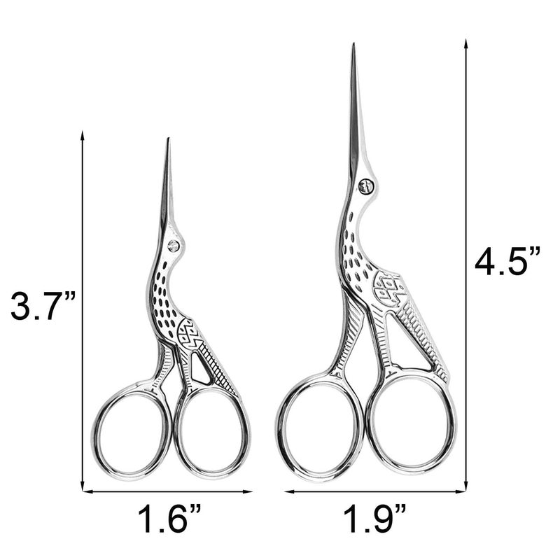 Acronde 2PCS Vintage Stork Shape Sewing Scissors Stainless Steel Tailor Scissors Sharp Sewing Shears for Embroidery, Craft, Art Work & Everyday Use (Silver) - Image 5