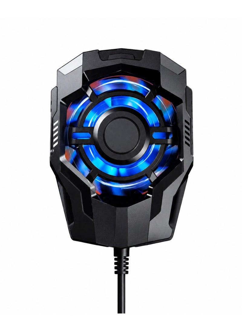 مبرد الهاتف المحمول F18 (سلكي) – يعمل عبر منفذ USB (جهد 5 فولت) ويتميز بتقنية تبريد متطورة، ومروحة هادئة بسرعة 5500 دورة في الدقيقة، وتدفق هواء بزاوية 360 درجة لضمان تبريد سريع وفعال. يأتي المبرد مزوداً بمشبك خلفي عالمي يناسب معظم الهواتف الذكية، مما يجعله مثالياً للألعاب والاستخدام اليومي، كما يُعد هدية عصرية ومميزة لجميع المناسبات. - Image 1