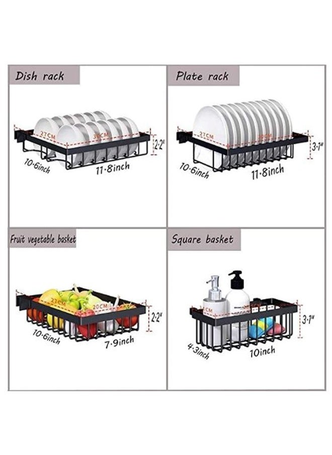 VIO Over The Sink Dish Drying Rack  Dish Drainer Rack with Utensil Sponge Holder Sink Caddy for Kitchen Counter Organization  Black  - Image 3