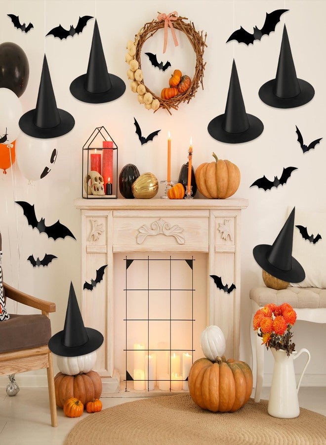 JMUQ 6 PCS Halloween Witch Hats,Hanging Witch Hats,With 3D Bats Stickers Witch Costume Accessory Decorations for Halloween Decorations Indoor Outdoor Yard Party Decorations - Image 4