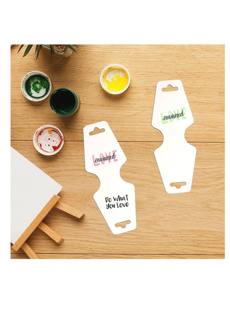 SYOSI Necklace Display Cards, Jewelry Display Cards, Bracelet Card Holder Blank Kraft Paper, Price Tags Hang Tags Card for PackagingNecklaces, Bracelets, Keychains, Hair Ties 200Pcs White - Image 3