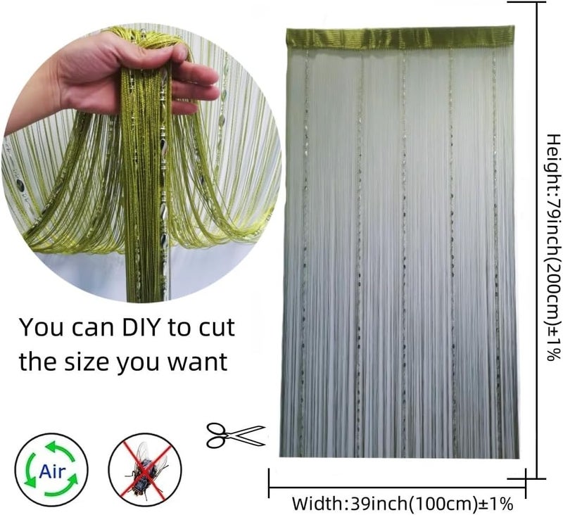 ave split Upgraded classic design 100cmX200cm Decorative Door String Curtain Beads Wall Panel Fringe Window Room Divider Blind for Coffee House Restaurant Parts Door Divider Tassel Screen Decoration (Grass green25) Long term heavy use compatible - Image 4