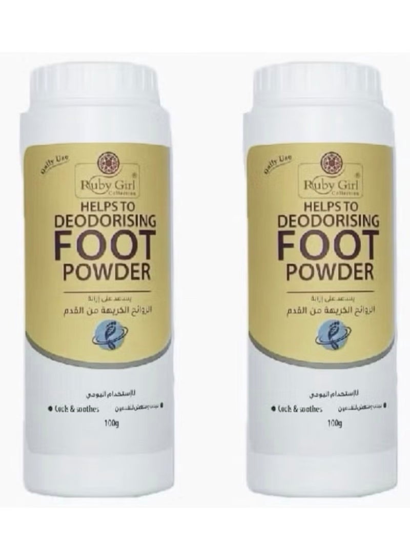 روبي جيرل بودرة قدم مزيلة للروائح من روبي جيرل، 100 غرام، عبوة من قطعتين - Image 1