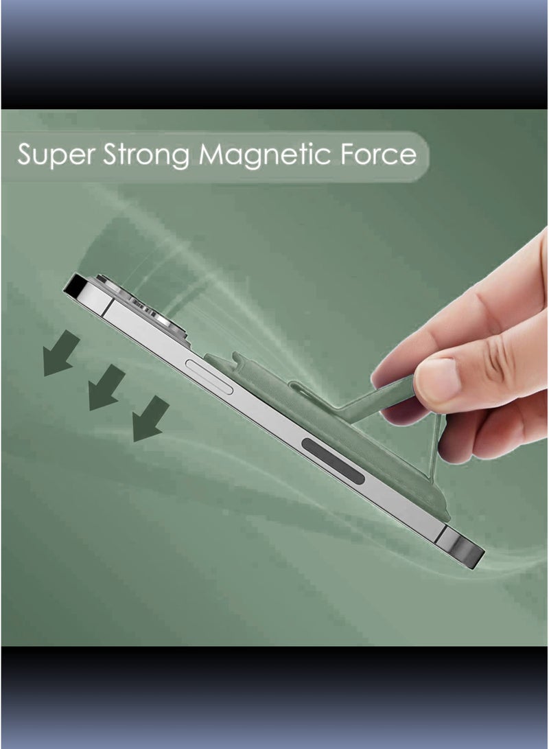 هوكو حامل هاتف مغناطيسي فاخر مع حامل لهاتف iPhone وSamsung - جلد بولي يوريثان أخضر رفيع، قبضة آمنة، مانع لترددات الراديو، حامل بطاقات بسيط للرجال والنساء - مناسب لهواتف iPhone 16 و15 و14 و13 و12 وPro وPro Max - يحمل ما يصل إلى 3 بطاقات - Image 5