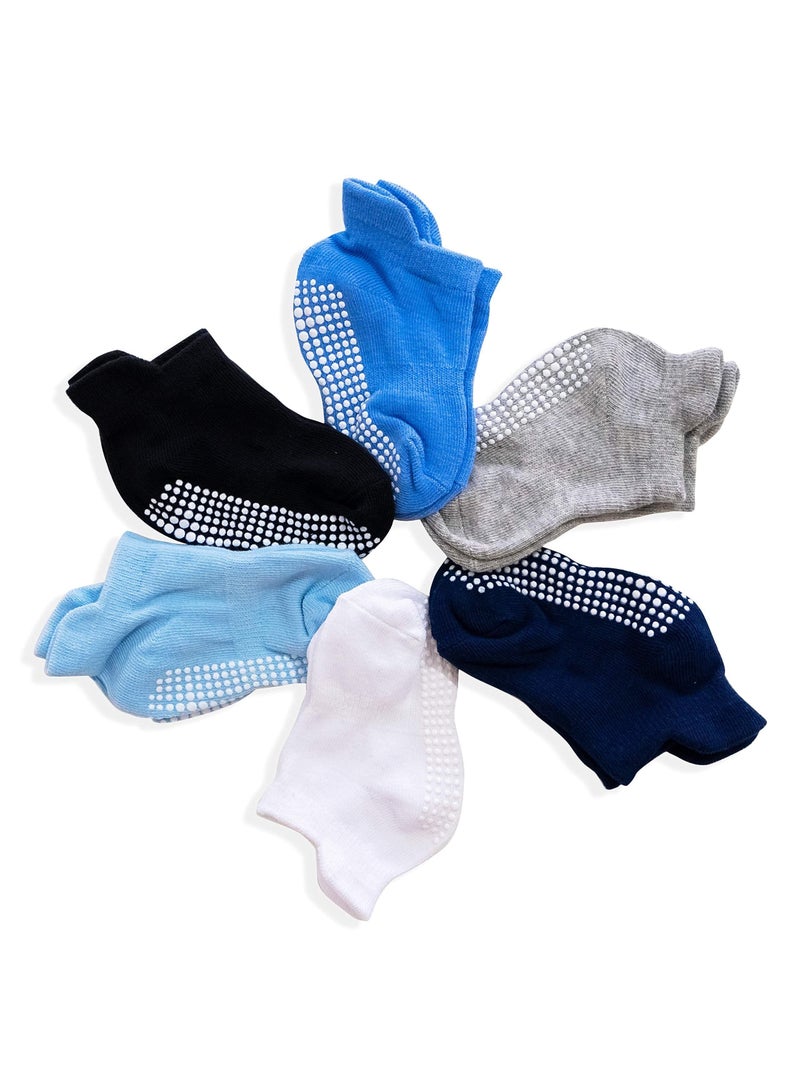 SYOSI 6 Pairs Grips Ankle Socks for Toddler Non Slip for Kids Low Cut Anti Skid Floor Socks for 1 to 3 Years Baby Boys and Girls - Image 1