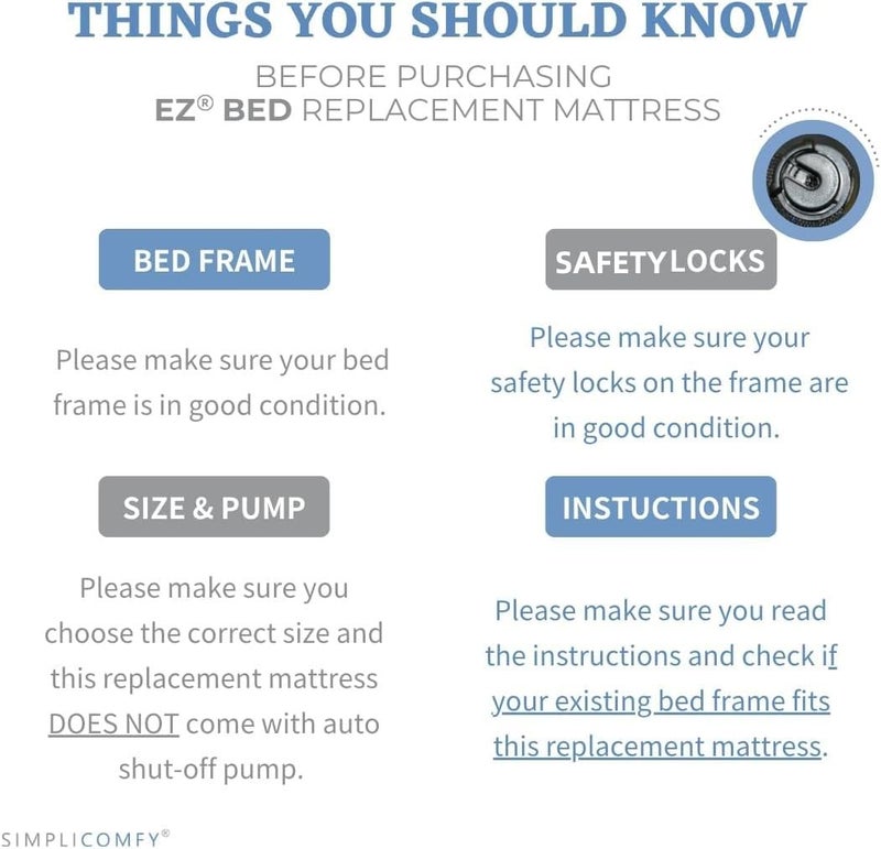 Simpli Comfy Twin Replacement Air Mattress with Built-in Pump – Compatible with EZ Bed, Use Alone or with Frame, Fast Inflation, Portable and Easy Storage - Image 2