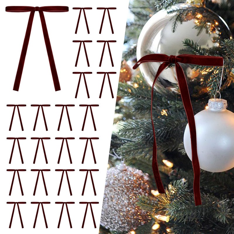 SIMISI RIBBON 24 Pcs Velvet Christmas Tree Bows Door Garland Decor Vintage Wreath Bow 38 Wide 5  7 inch