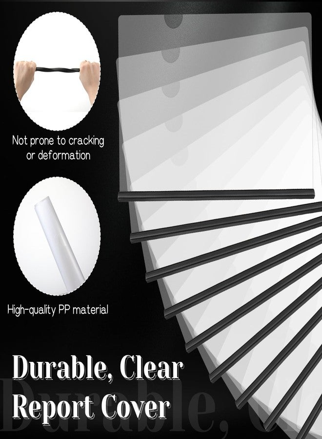 Exclaith 100 Pack Clear Report Covers with Sliding Bars, Presentation Folders for Letter Size 70 Sheet Capacity, Resume Folder Clear Folder, 5.5 Mil Thick, for File Resume Documents, Black - Image 3