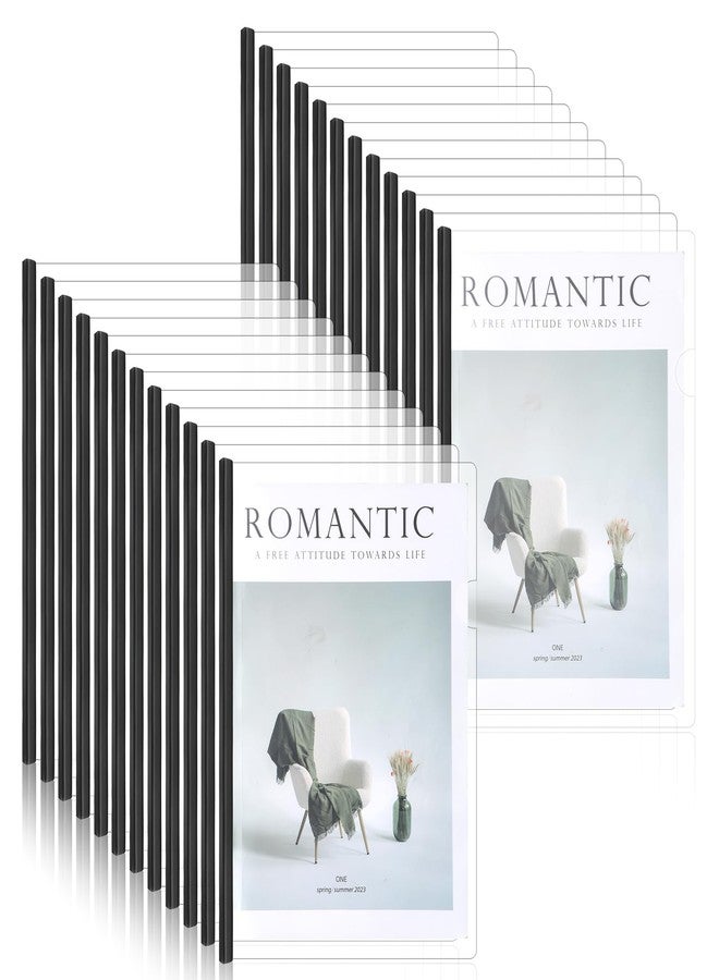 Exclaith 100 Pack Clear Report Covers with Sliding Bars, Presentation Folders for Letter Size 70 Sheet Capacity, Resume Folder Clear Folder, 5.5 Mil Thick, for File Resume Documents, Black - Image 1