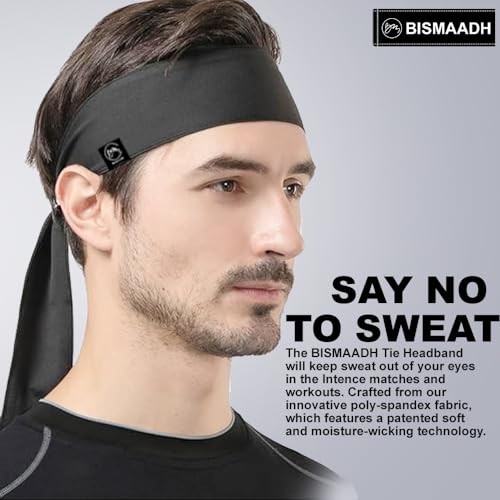 Bismaadh Dri-Fit Sweat Wicking Tie Bandana - Unisex Sports, Running, Football Workout Sweat Headband - Pirate Bandana, White - Image 2