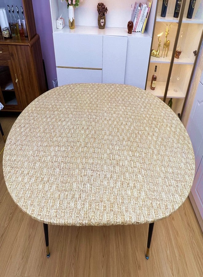 Pioggia مفرش طاولة بيضاوي الشكل من الفينيل من بيوجيا، مزود ببطانة من الفلانيل، مصنوع من قماش مطاطي، مقاوم للماء والزيوت، غطاء طاولة بلاستيكي، مناسب لطاولات بمقاس يصل إلى 48 × 68 بوصة. - Image 2