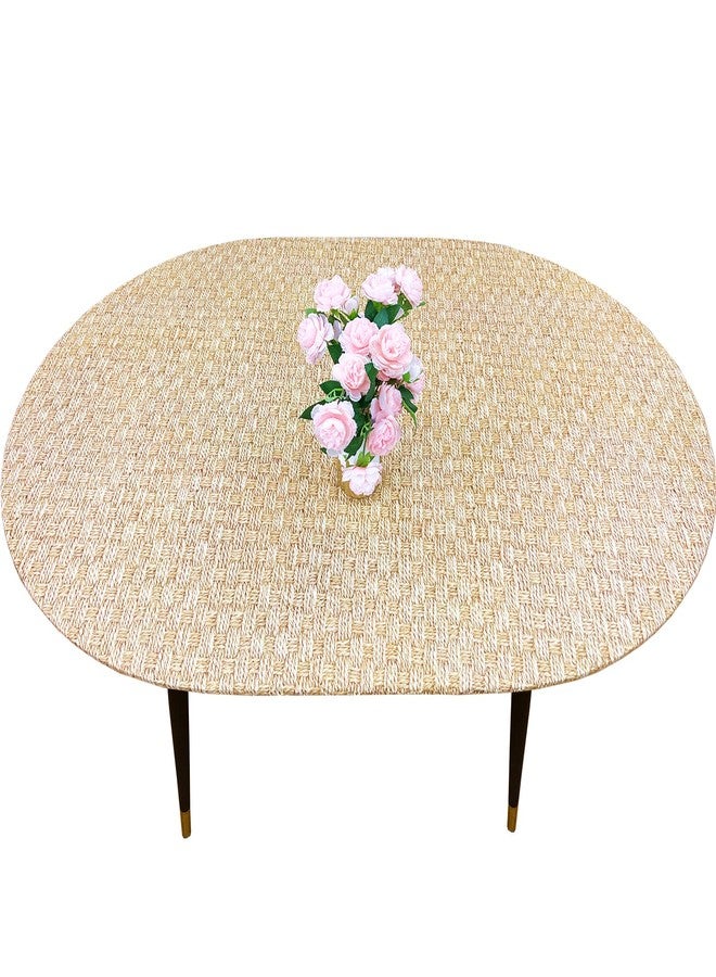 Pioggia مفرش طاولة بيضاوي الشكل من الفينيل من بيوجيا، مزود ببطانة من الفلانيل، مصنوع من قماش مطاطي، مقاوم للماء والزيوت، غطاء طاولة بلاستيكي، مناسب لطاولات بمقاس يصل إلى 48 × 68 بوصة. - Image 1